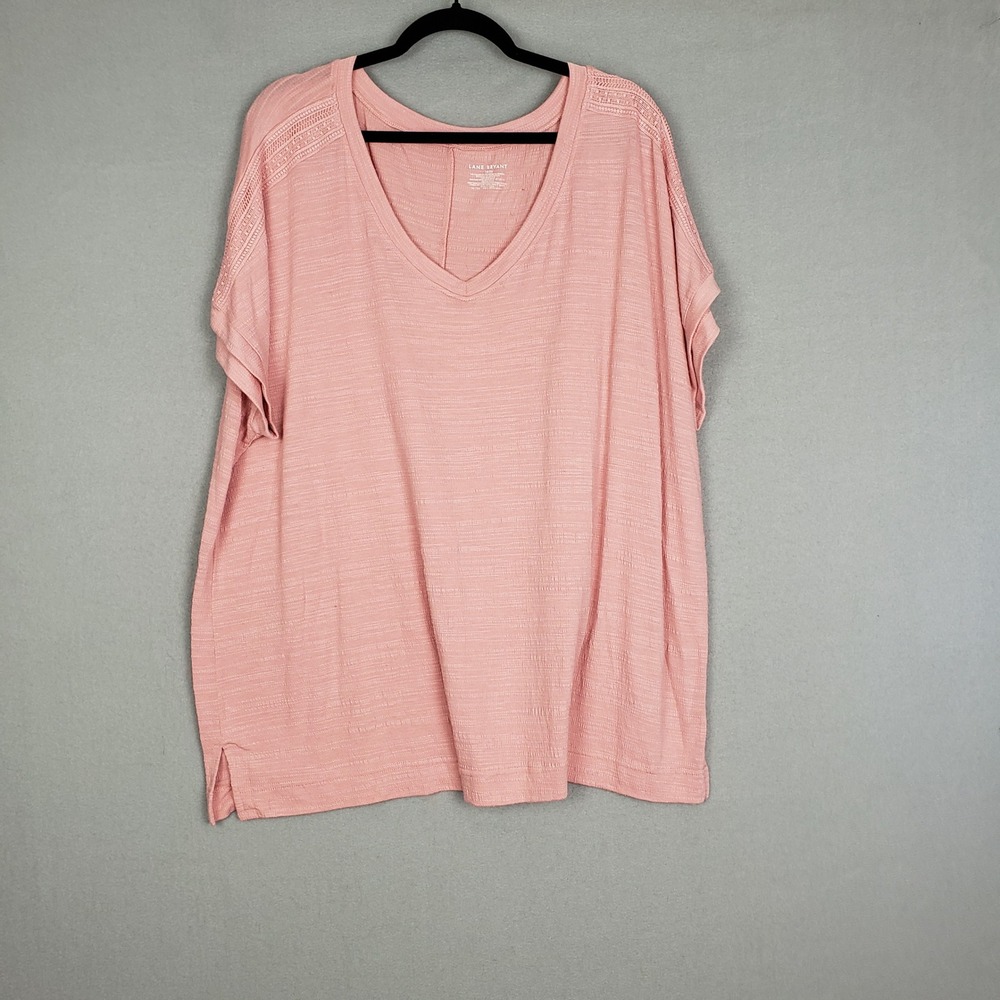 Lane Bryant Plus Size 18/20 V-Neck Tee‎ Blush Pink Gauzy Casual Basic Everyday